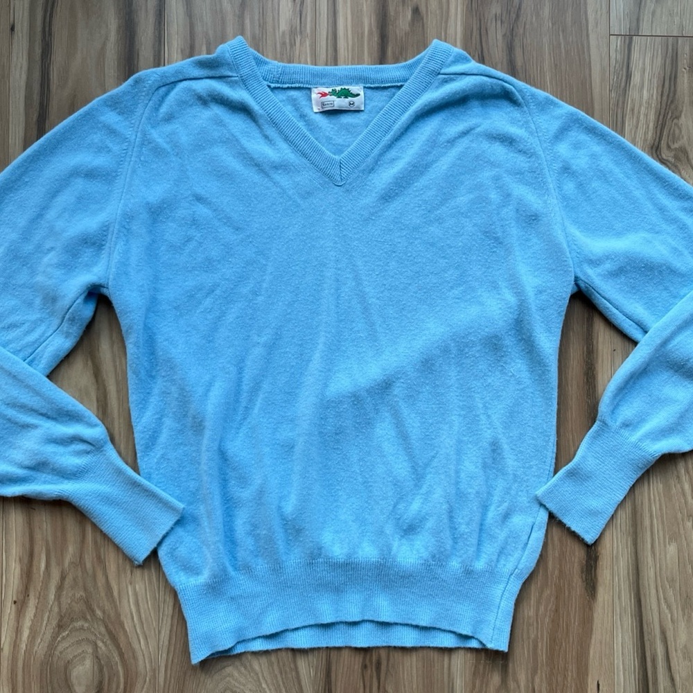 VTG 80s Sears Braggin Dragon Sweater Retro Blue Pullover M Preppy USA cottage